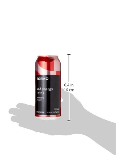 large online retailer Brand - Solimo Red Energy Drink  Sugar-Free  Vegan  Low-Calorie  16 fl oz (Pack of 12)