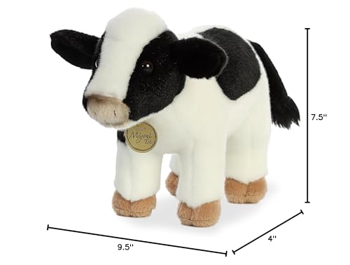 Aurora Adorable Miyoni Tots Holstein Calf Stuffed Animal - Lifelike Detail - Cherished Companionship - White 11 Inches