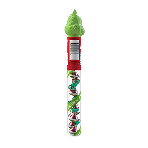 HERSHEYS KISSES Grinch Milk Chocolate Candy, Christmas, 2.08 oz Filled Plastic Cane
