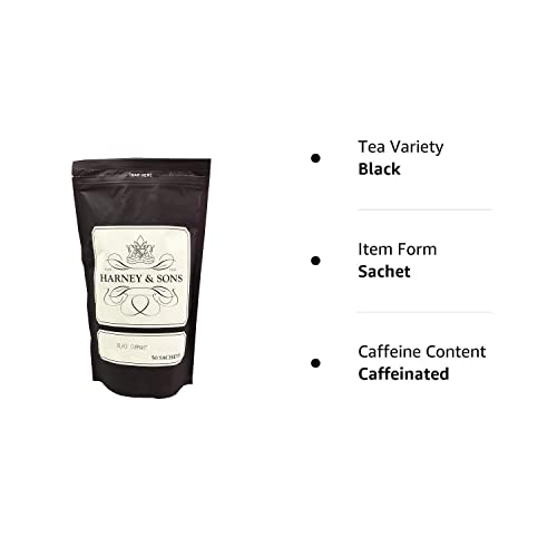 Harney & Sons Black Currant Tea - Wonderful Fruity Flavor, Caffeinated With A Medium Body - Bag Of 50 Sachets