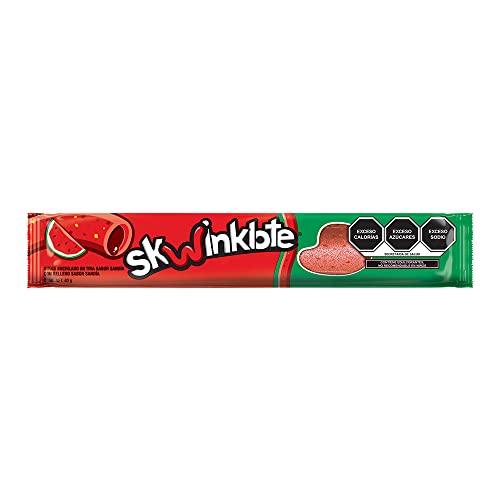 Lucas Skwinklote Watermelon Flavor Candy Strips, Sweet and Sour, 1.41oz - 6 Pieces Pack, Red