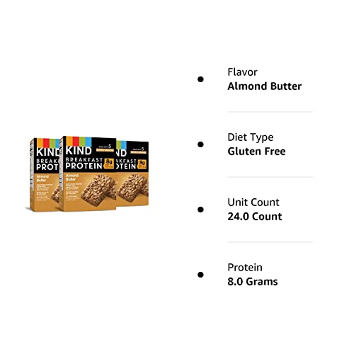 Kind Breakfast Protein Bars, Almond Butter, Gluten Free, 1.76Oz, 24 Count