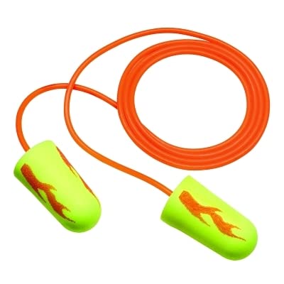3M E-A-Rsoft Blasts Earplugs, Corded, Foam, Yellow Neon, 200 Pairs/Box