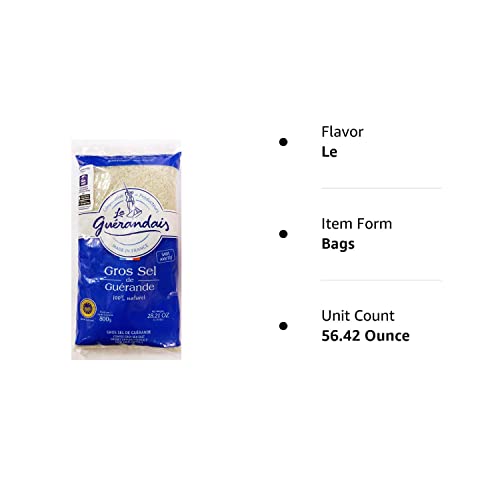 Le Guerandais Coarse Sea Salt Gros Sel De Guerande, 28.21Oz Per Bag (2 Bags)