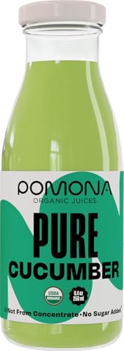 Pomona Organic Juices Pure Cucumber Juice  8.4 Ounce Bottle (Pack of 12)  Cold Pressed Organic Juice  Non-GMO  No Sugar Added  Not from Concentrate  Gluten Free  Kosher Certified  Preservative Free