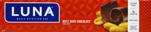 LUNA Bar - Nutz Over Chocolate Flavor - Snack Bars - Non-GMO - Gluten-Free Protein Bars - Made with Organic Oats (1 Count)