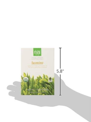 Rishi Tea Jasmine Green Tea | Usda Organic Direct Trade Sachet Tea Bags, Certified Kosher Caffeinated Scented Green Tea With Flo
