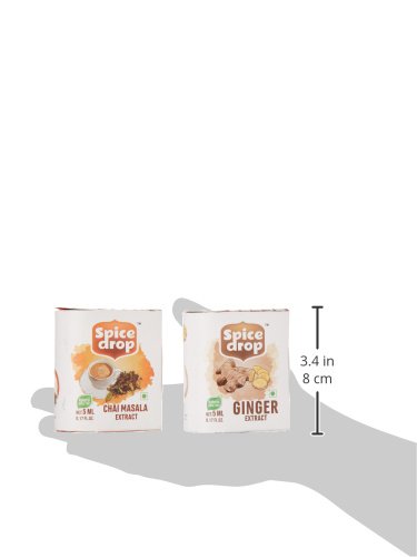 Spice Drop Spicy Tea Combo ( Natural Extract Of Ginger And Chai Masala ), 10Ml, For Beverages And Dessert