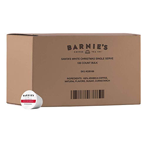 Barnies Santas White Christmas Coffee Pods Compatible with Keurig malt-inspired - A Festive Coffee Blend of Coconut  Vanilla  and Caramel Flavors - 100 count