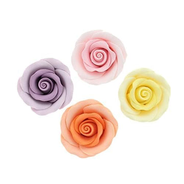 Global Sugar Art Premium Edible Roses, Assorted Spring Colors, Unwired, Medium 1.5 Inches, 12 Count By Chef Alan Tetreault