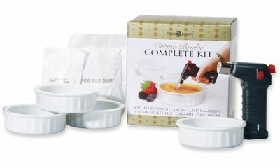 Dean Jacobs Quick & Delicious Creme Brulee Gift Set with Culinary Torch for Caramelizing Tops