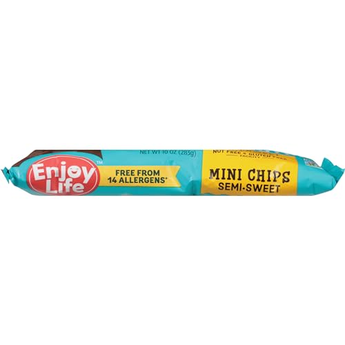 Enjoy Life Semi-Sweet Mini Chocolate Chips, Gluten Free, Vegan, 10 oz (Pack of 12), Non-GMO, Dairy/Soy/Nut Free, Model 853522000306