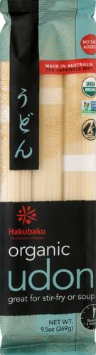 Hakubaku Organic Udon Authentic Japanese Wheat Noodles, No Salt Added, 9.5 Ounce