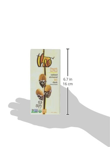 Theo Salted Almond Organic Dark Chocolate Bar, 70% Cacao, 1 Bar | Vegan, Fair Trade