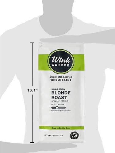 Wink Blonde Roast Whole Bean Coffee, Large 2.2 Pound Bag, 100% Arabica Coffee Beans, Single Origin Colombian, Smooth, Light, And