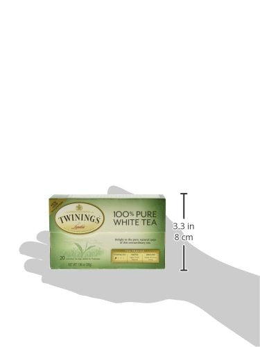 Twinings Pure White Tea Bags, 20 Count, Caffeinated, Light & Fresh, Individually Wrapped, Perfect for Hot or Iced Tea