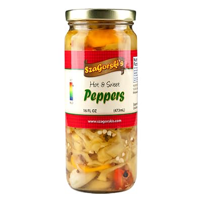 Szagorskis Hot & Sweet Peppers - Bold Sweet Heat, 16 Ounce, Artisanal Quality, Perfect for Burgers, Tacos, Pizzas, and More