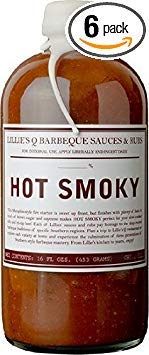 Lillie's Q Hot Smoky Barbecue Sauce, 16 Oz (Pack of 6)