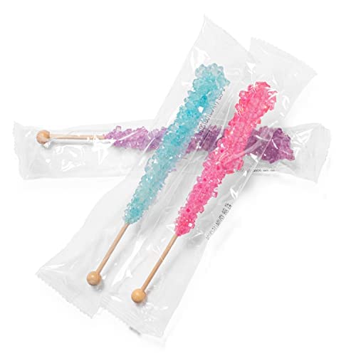 Candy Envy - Mermaid Rock Candy Sugar Sticks - 18 Indiv. Wrapped - Pink, Light Blue, Lavender