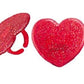 Red Glitter Heart Rings - 12 or 72 pcs