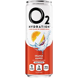 O2 Sports Recovery Drink | 120% Electrolytes | Orange Mango | 12 oz Cans (Pack of 12)