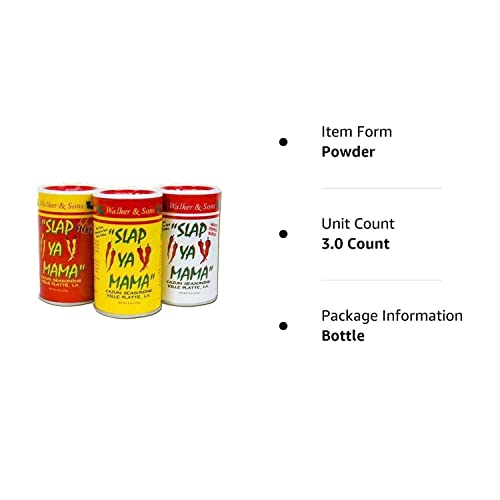 SLAP YA MAMA Cajun Seasoning Variety Pack - Original, Hot & White Pepper, 8 oz Cans, All Natural, No MSG, Kosher