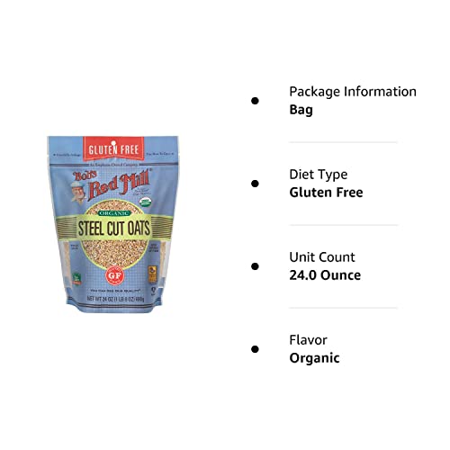 Bob'S Red Mill Gluten Free Organic Steel Cut Oats, 24Oz (Pack Of 1) - Non Gmo, Whole Grain, Vegan, Kosher