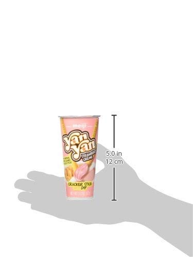 Meiji Yan Yan Dipping Sticks, Strawberry Crme - 2 Oz, Pack Of 10 - Cracker Sticks With Fun Animals Phrases
