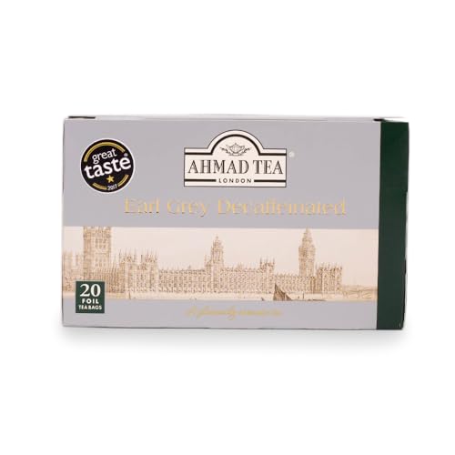 Ahmad Tea Decaffeinated Earl Grey Tea, 20-Count Boxes, 8.4 oz, Pack of 6, Earl Grey Decaf