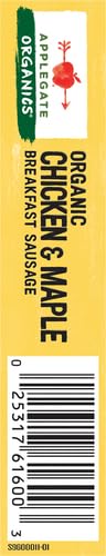 Applegate, Organic Chicken & Maple Breakfast Sausage, 7 oz (frozen)