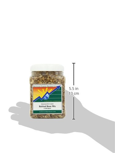 Mother Earth Products Dehydrated Fast Cooking Refried Bean Mix, 11 oz Quart Jar, Quick & Easy Meal Solution, Pack of 1