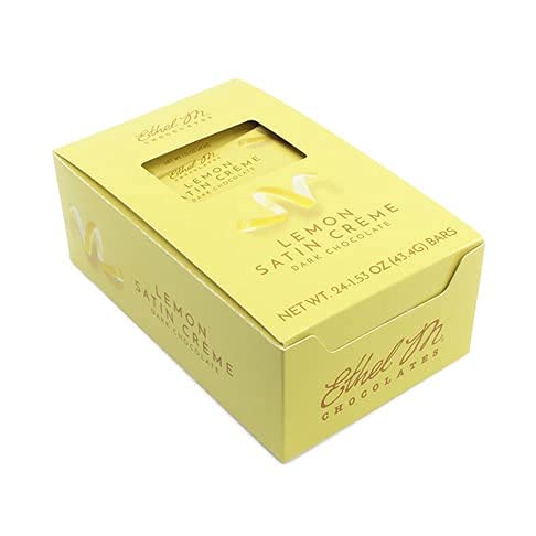 Ethel M Chocolates Top-Grade Dark Chocolate Lemon Satin Crme Filled Bars  Individually Wrapped Chocolate Candy Bars  For Gifting  Holidays & Everyday Indulgence (24 Pieces)
