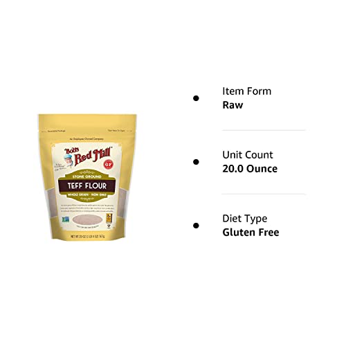 Bob'S Red Mill Teff Flour, 20Oz (Pack Of 1) - Non Gmo, Whole Grain, Vegan, Kosher