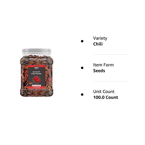 Birch & Meadow 100 Count Of Ghost Chile Pepper Pods, Extremely Hot, 1,000,000 Shu