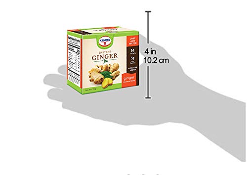 Kendel Instant Ginger Herbal Tea, Caffeine Free, Unsweetened, 14 Packets, Made from Real Ginger Powder