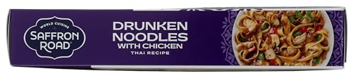 Saffron Road Frozen Drunken Noodles with Chicken - High Protein, Seed Oil Free, Chickens Raised with no Antibiotics, No Artifici
