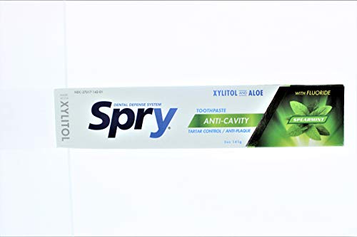 Spry Xylitol Toothpaste With Fluoride, Natural Spearmint, Anti-Cavity, 5 Oz (3 Pack)