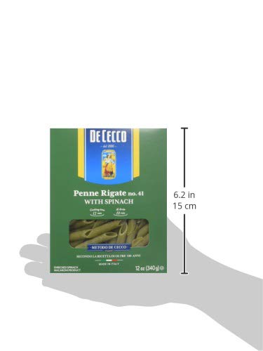 De Cecco Spinach Pasta, Penne Rigate No.41, 12 Ounce (Pack Of 12)