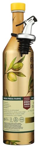 Fresh Press Farms Cold Pressed High Polyphenol Pure Gold Extra Virgin Olive Oil  16.4 Fl Oz  Georgia Grown  100% American Made  Unrefined  Certified Whole30  Non-GMO  Keto  Paleo  Gluten Free