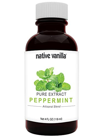 Native Vanilla - Pure Peppermint Extract - 4 Fl Oz - Pure Flavors And Extracts - Perfect For Cooking, Baking, And Dessert Crafti