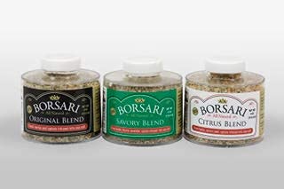 Borsari Seasoned Salt Gift Set - Gluten Free Gourmet Sea Salt Blends With Herbs And Spices - Set Of 3, 4 Oz Shaker Bottles - Inc