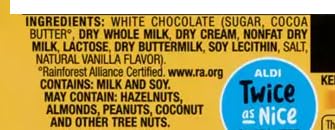 Generic White Chocolate Bars, Gluten Free, Individually Wrapped, 5 Bars, 1.4oz Each