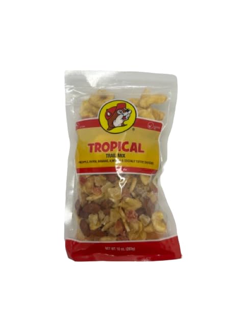 Buc-ees Trail Mix - High Protein Tropical Mix of Dried Fruit & Nuts, 10 Ounce Resealable Bag