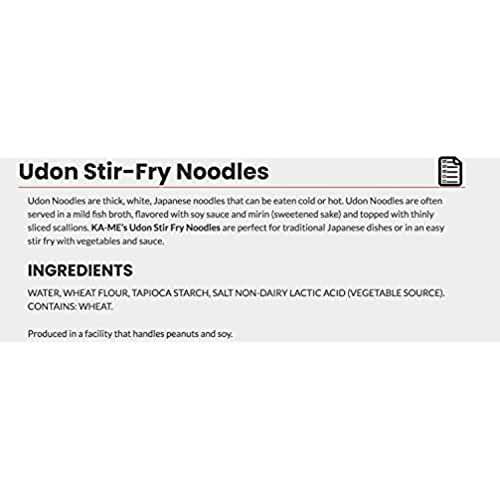KA-ME Udon Noodles - Fresh Cooked Stir Fry Noodles 14.2 oz (Pack Of 6), No Preservatives/MSG, Instant & Microwaveable, Perfect f