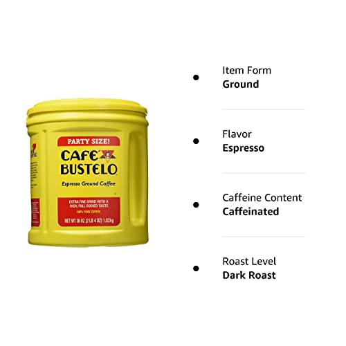 Cafe Bustelo Espresso Ground Coffee, 36 Oz Canister (00055)