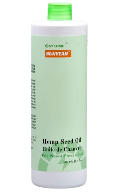 SUNYEAH Cold Pressed Hemp Seed Oil, 500 ml, Canadian, High in Omega 3 & 6, Keto Friendly