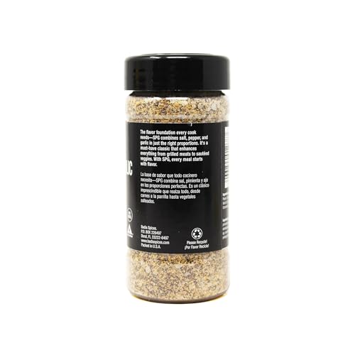 Badia Salt Pepper Garlic Seasoning  6.5 oz - All Purpose Spice Blend for Rubs  Beef  Chicken  Steak  Vegetables - Gluten Free  No MSG
