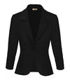 Womens Casual Work Office Blazer Jacket Jk1131 Black X-Large