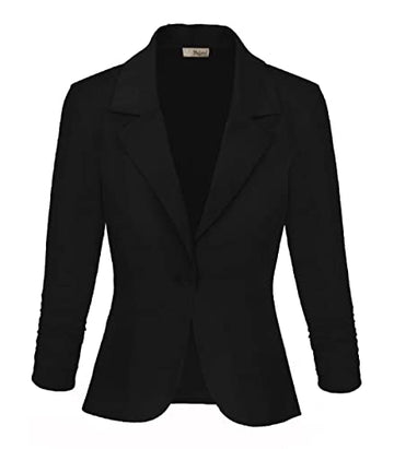 Womens Casual Work Office Blazer Jacket Jk1131 Black X-Large
