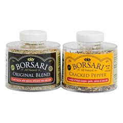 Borsari Seasoned Salt Combo - Multi-Use All Purpose Original And Cracked Pepper Seasonings - Gourmet Sea Salt Blends With Herbs